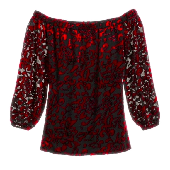 Chico's velvet off the shoulder top - Picture 1 of 7